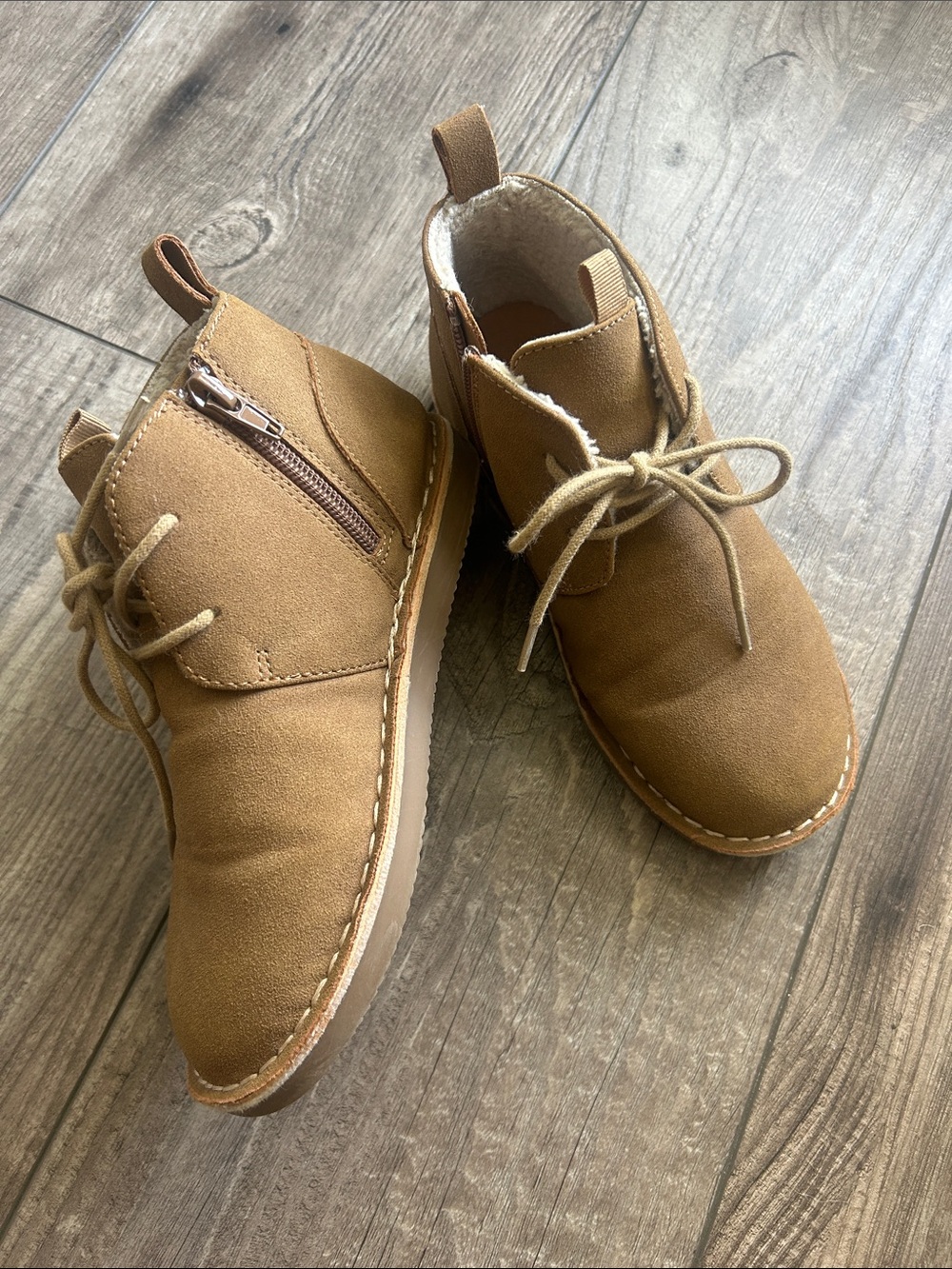 Nordstrom Tan Suede Lace-Up Kids Boots